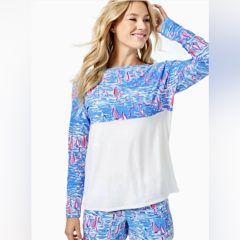 Lilly Pulitzer Blue and Pink Patterned Top
